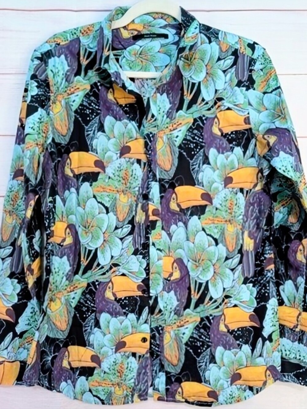 David Naman Gorgeous 😍 Tropical Toucan Button-Up Shirt Size Medium